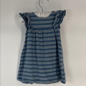 Angel Dear Navy and White Striped Kids Dress - 12 Months